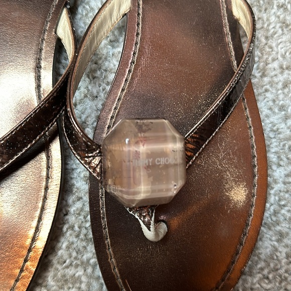 Jimmy Choo Size 38.5 Made in Italy Brown Flip Flop Sandals AS IS - Picture 4 of 11